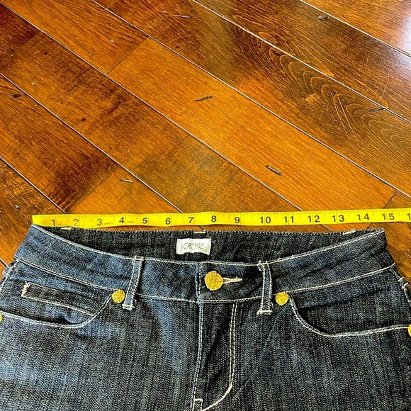 Cache Bootcut Jeans Dark wash Mid rise Gold Accents Womens 6 Y2K Stretchy - Picture 6 of 14